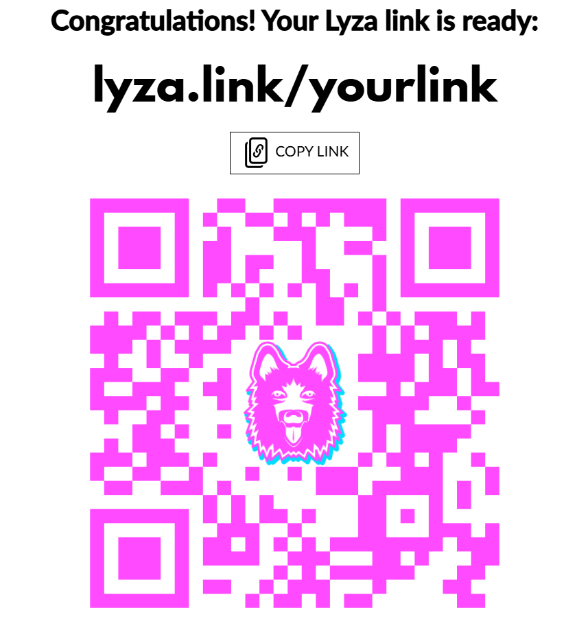 Lyza shortlink and QR code